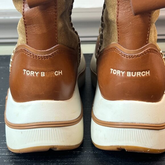 Tory Burch Gemini Link Platform Boots Women Size 5.5 Suede Winter Sheep Fur - Picture 11 of 12